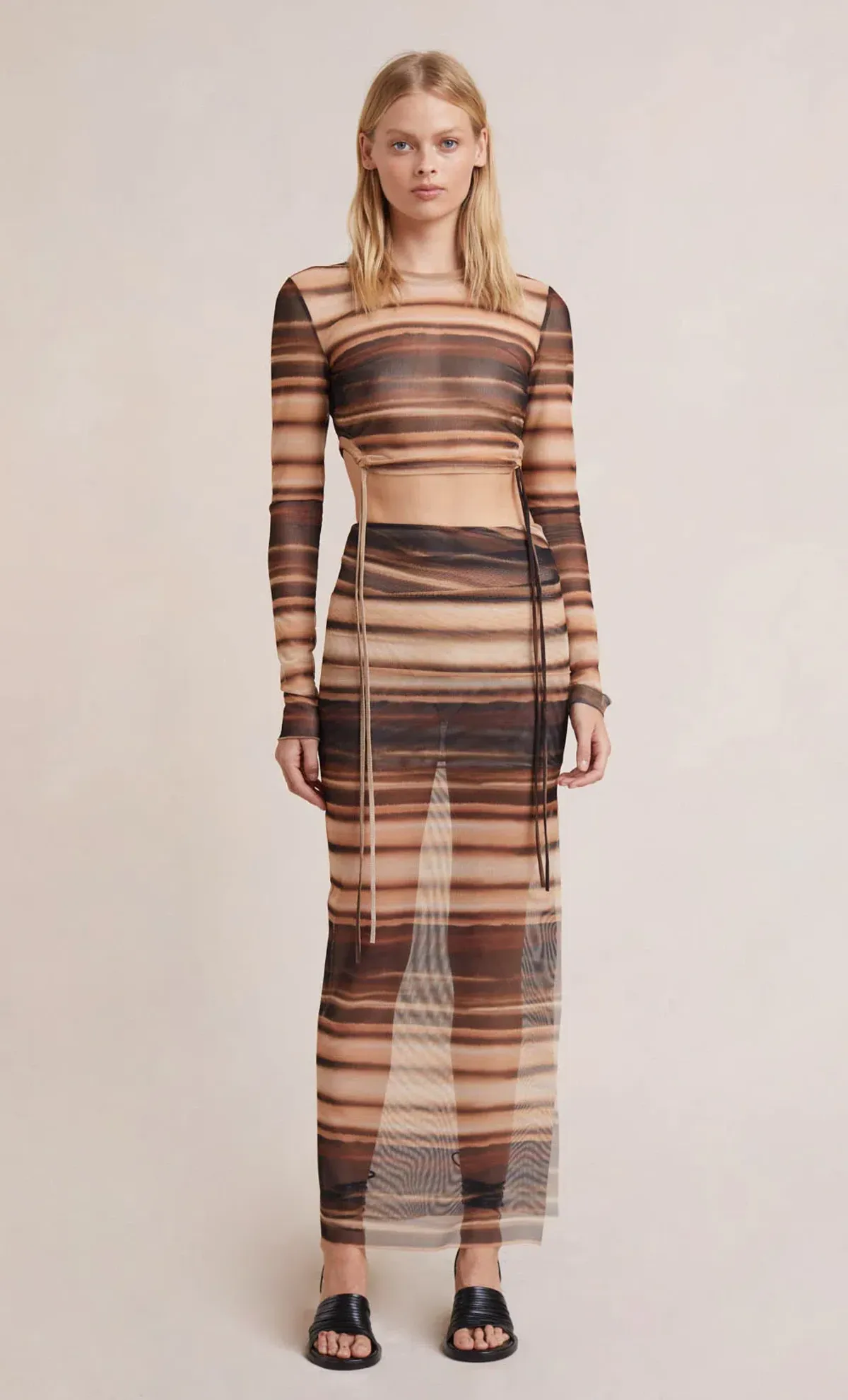 Bec and Bridge Watercolour Long Sleeve Crop Top and Maxi Skirt Set Print Size 8 - Image 1