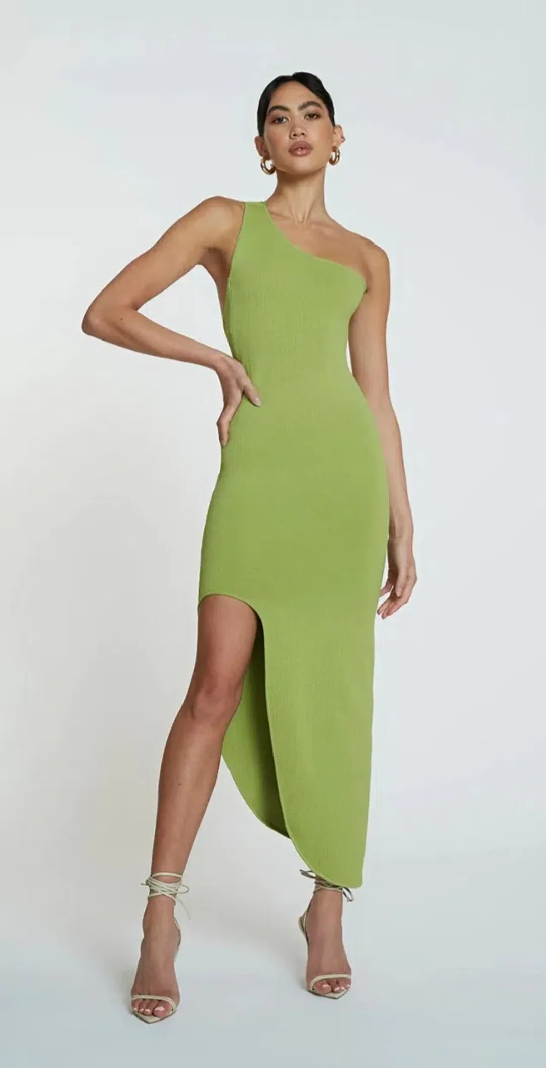 By Johnny Window Check Asymmetric Knit Midi Dress Size XS for rent on The Volte - main image