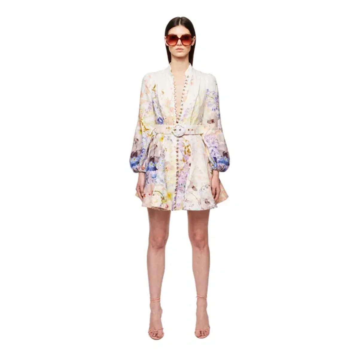 Zimmermann Rhythmic Buttoned Mini Dress Citrus Garden AU12 (22:03) - Image 3