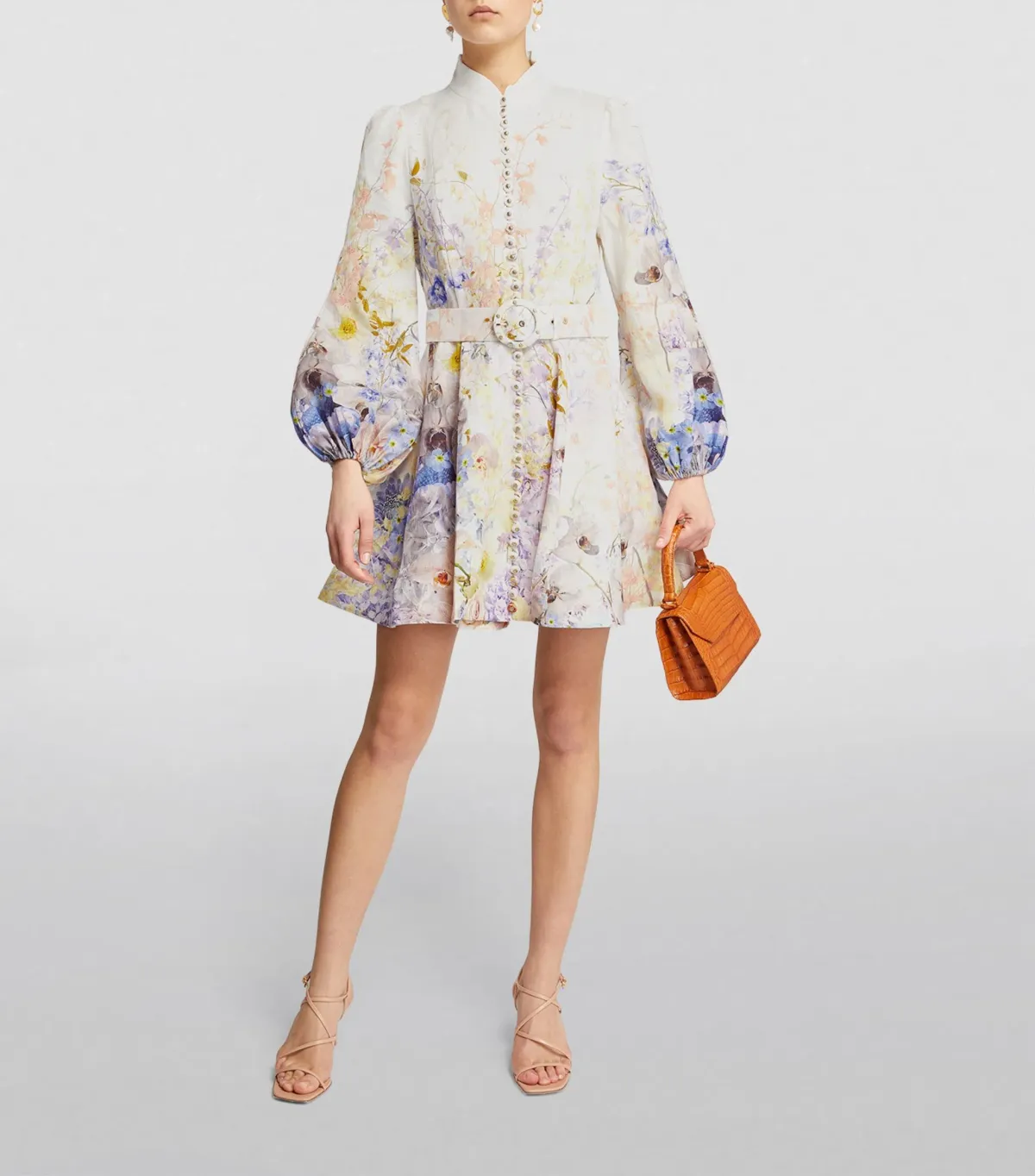 Zimmermann Rhythmic Buttoned Mini Dress Citrus Garden AU12 (22:03) - Image 1