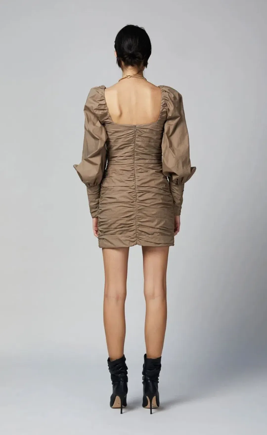 Bec & Bridge Winslowe L/S Mini Dress Mocha Size 10 for rent on The Volte - main image