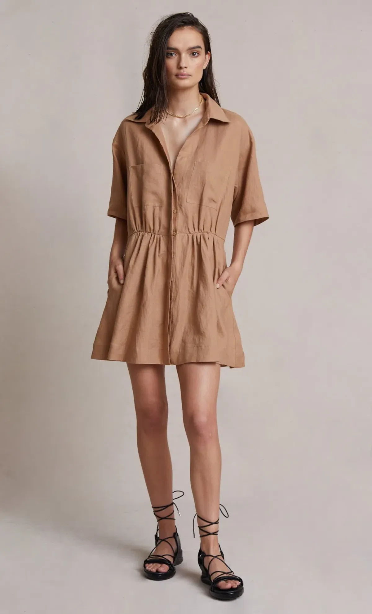 Bec & Bridge Alamos Mini Dress Camel Size 8 - Image 1