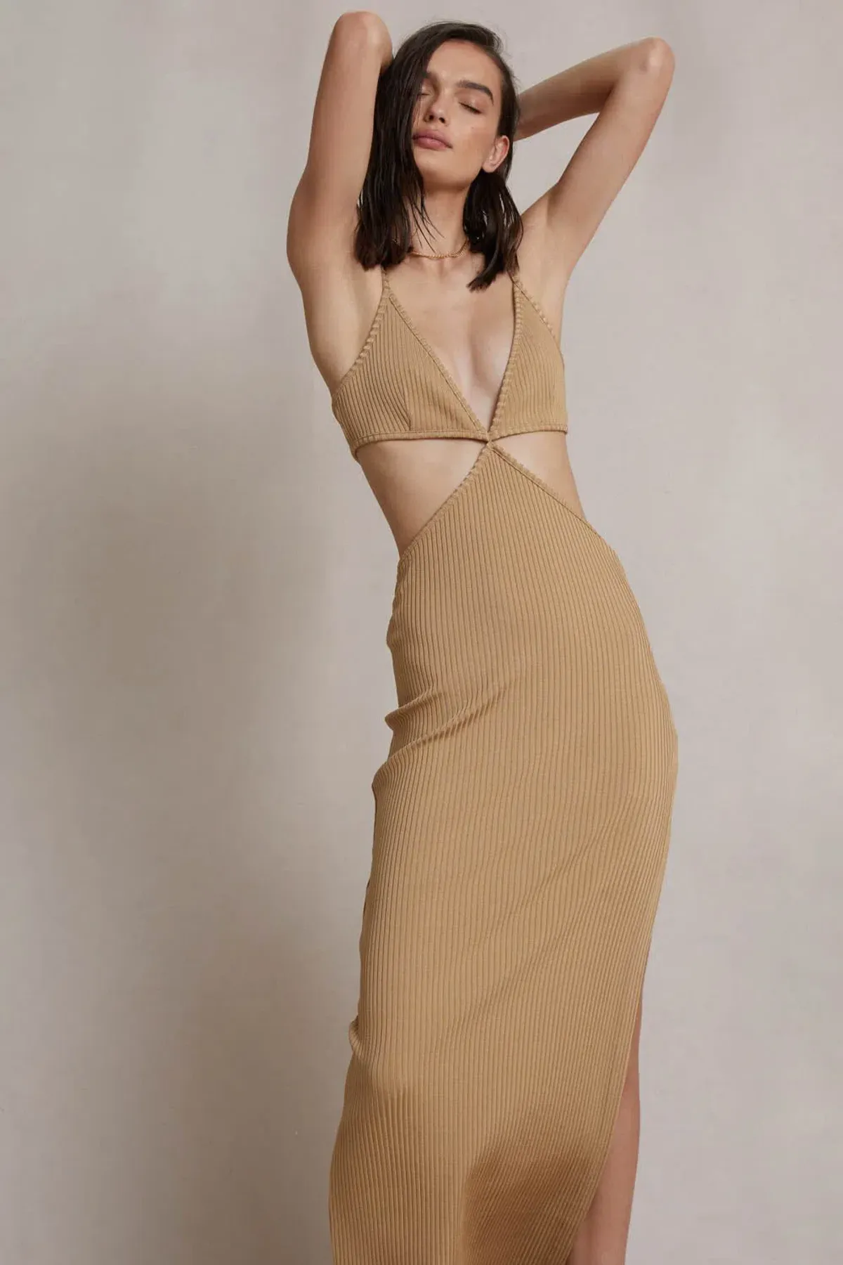 Bec & Bridge Selene V Maxi Dress Camel Size 12  - Image 3