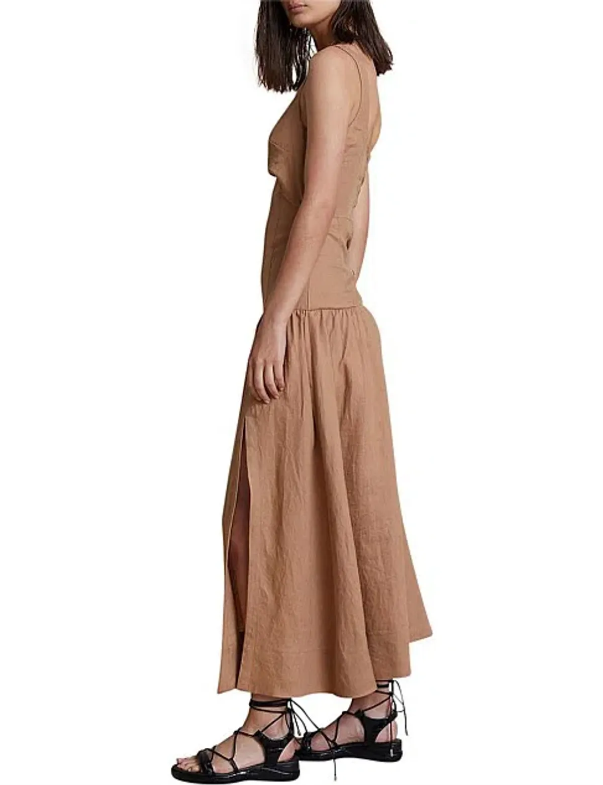 Bec & Bridge Camel Alamos Midi Dress Brown Size 12 - Image 3
