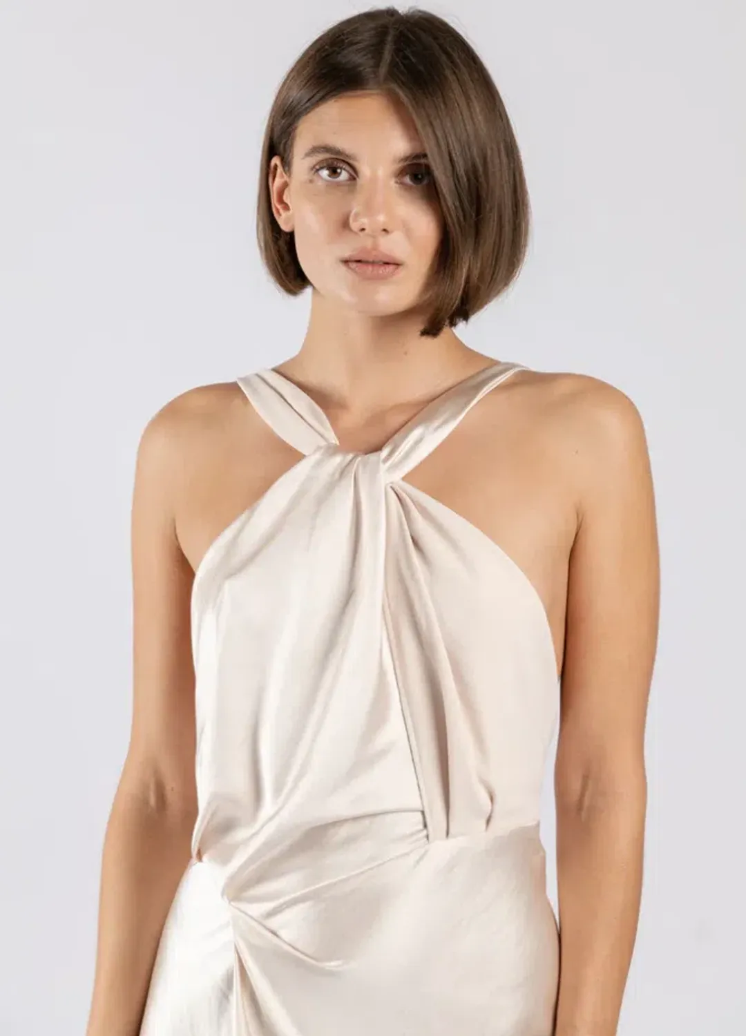 One Fell Swoop Audrey Midi Dress Mother of Pearl Size 8 for rent on The Volte - main image