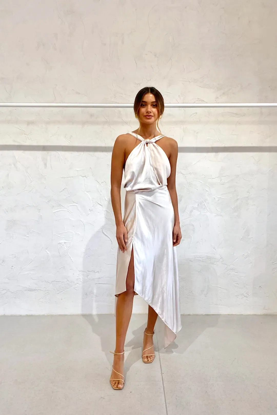 One Fell Swoop Audrey Midi Dress Mother of Pearl Size 8 for rent on The Volte - main image