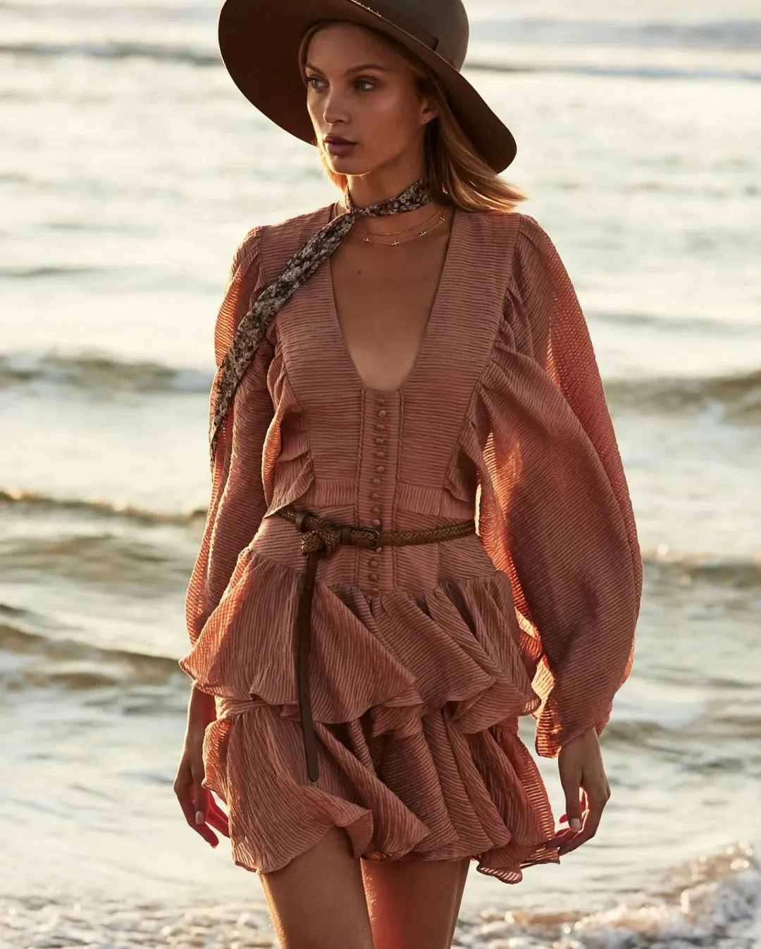 Shona Joy Charlotte Mini Dress in Desert Rose Size 8 for rent on The Volte - main image