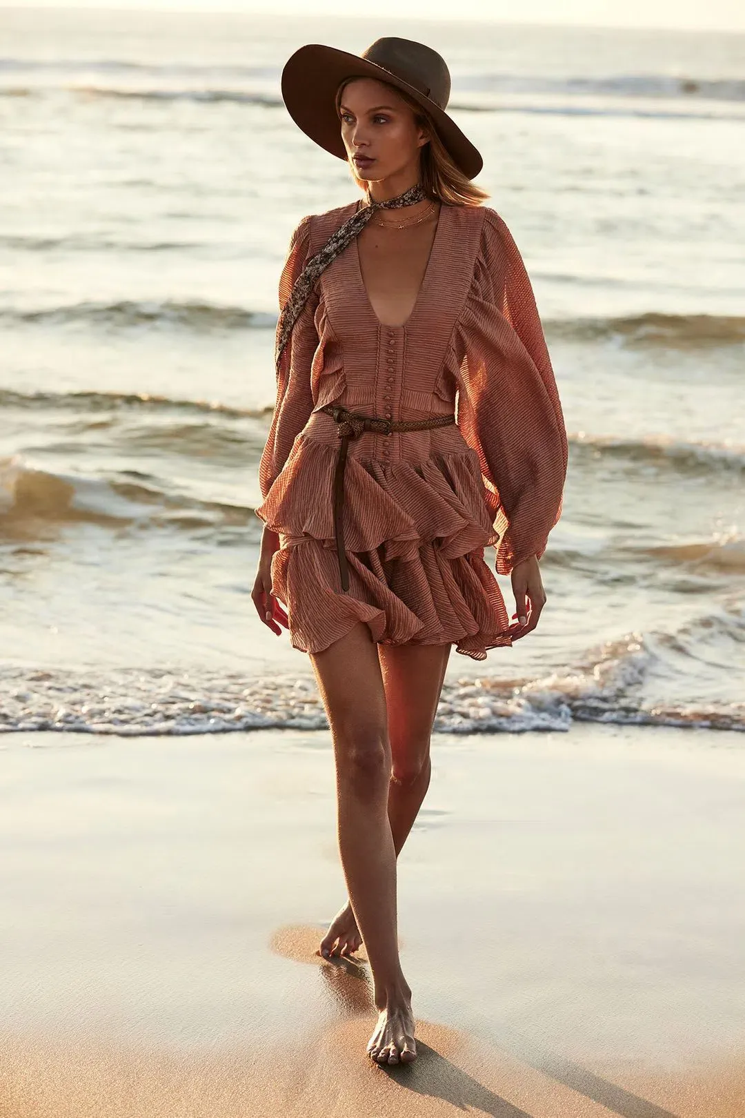 Shona Joy Charlotte Mini Dress in Desert Rose Size 8 for rent on The Volte - main image