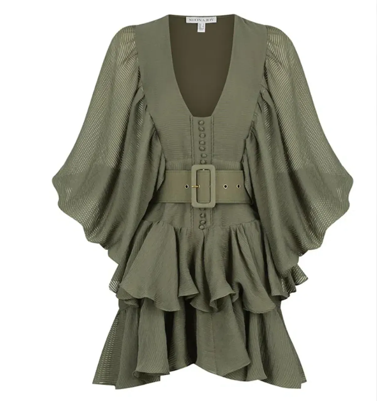 Shona Joy Charlotte Mini Dress in Khaki Size 8  - Image 7