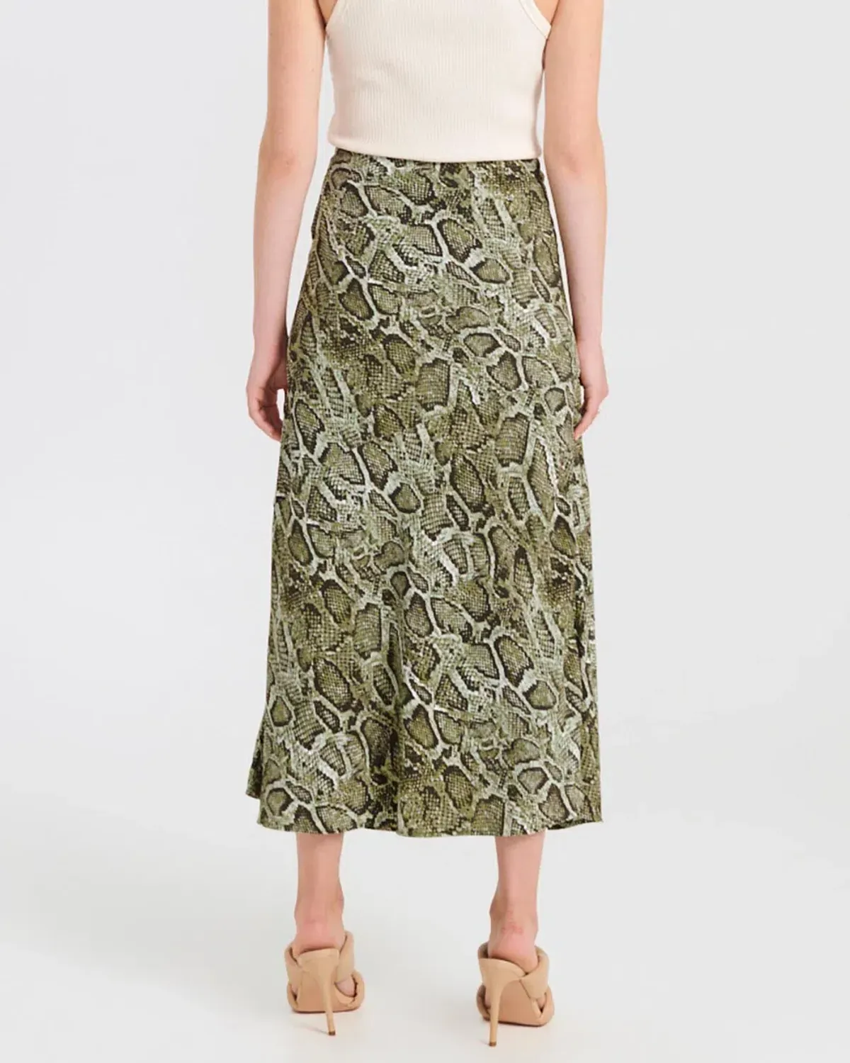 Ena Pelly Python Panelled Midi Skirt Animal Print Size 8 - Image 3