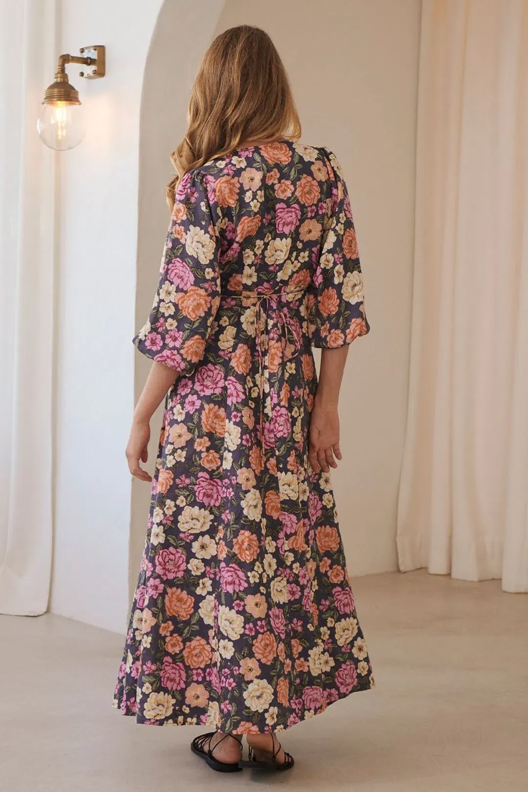 Kivari Hope Linen Maxi Dress Print Size 8 for rent on The Volte - main image