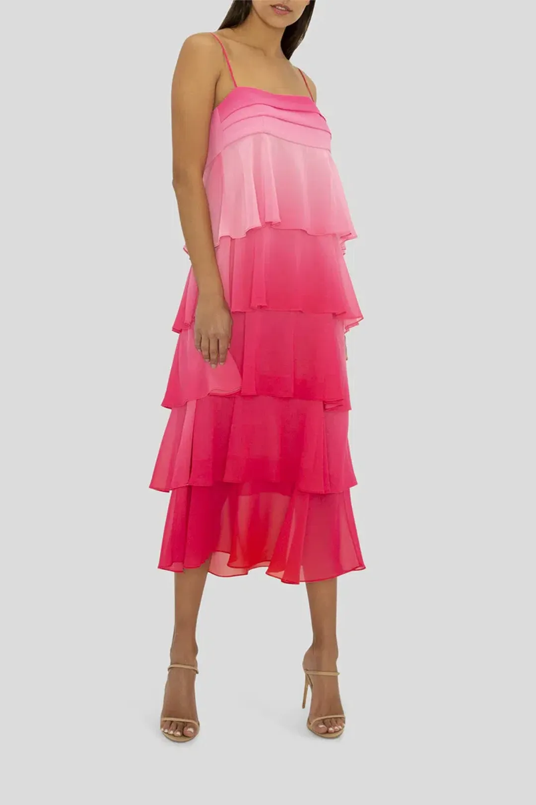 Carla Zampatti Cloud Nine Dress Passion Pink Ombre Size 4 for rent on The Volte - main image