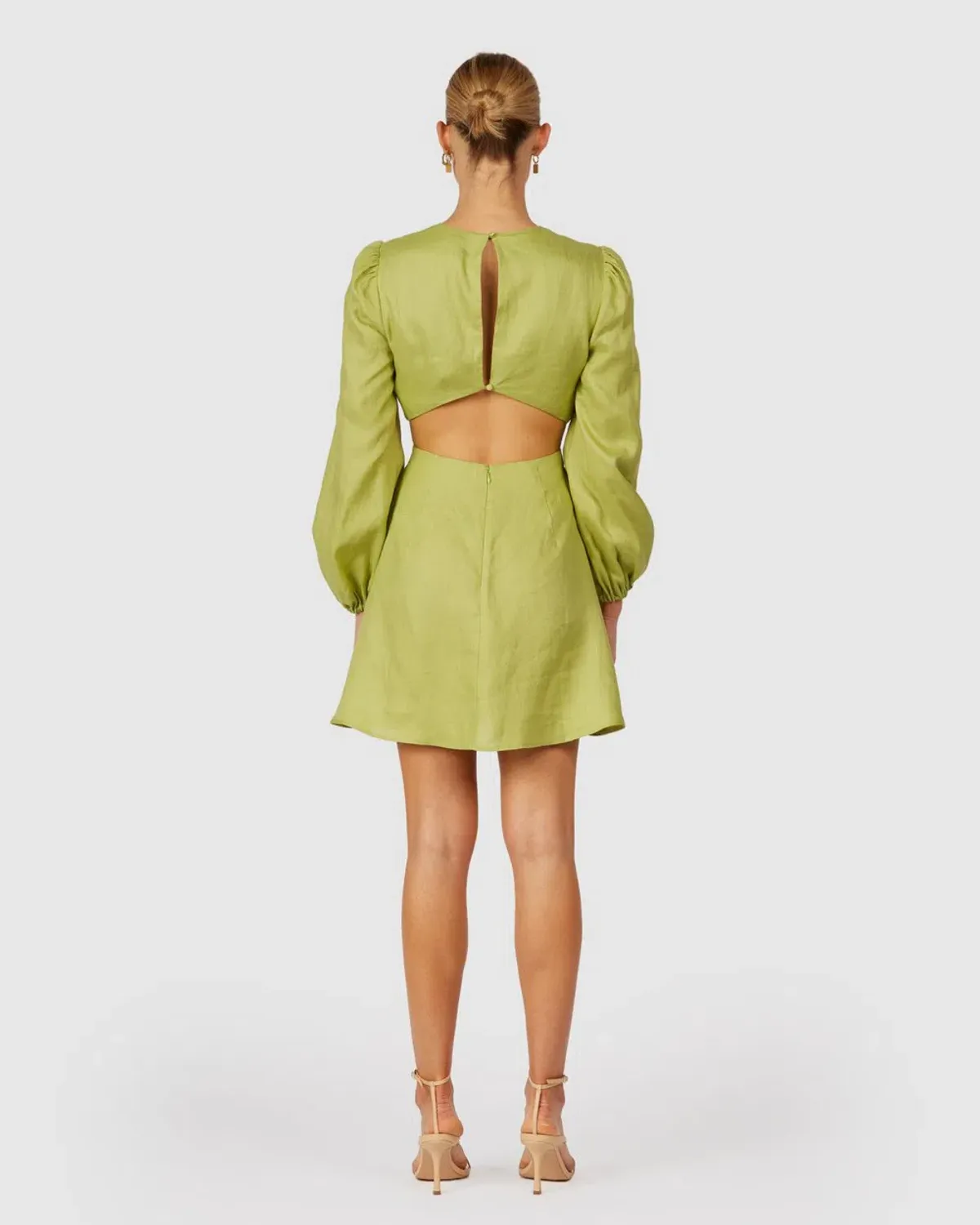 The Wolf Gang Safi Linen Cut Out Dress in Pistachio Green Size XXS - Image 2