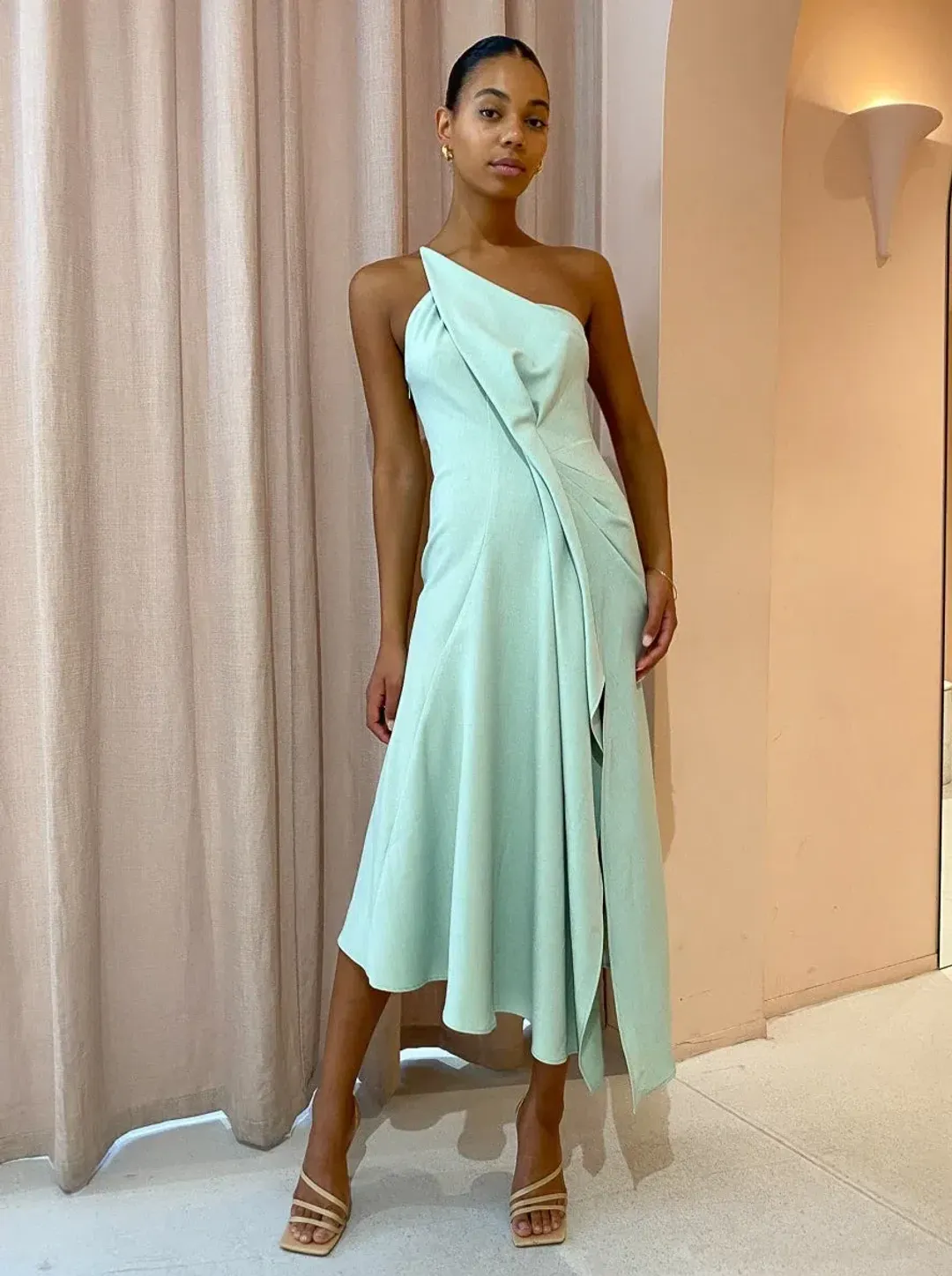 One Fell Swoop Iris Midi Dress Mint Pastel Size 6 for rent on The Volte - main image