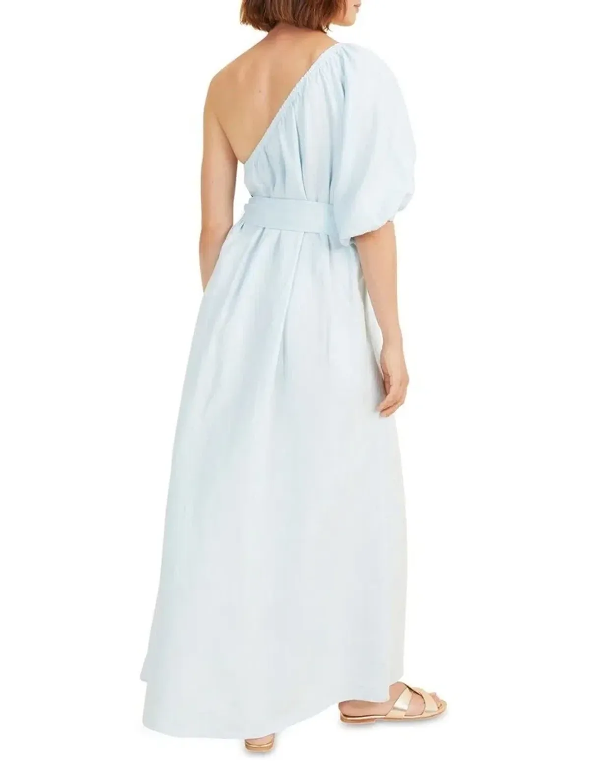 Seed Heritage OneShoulder Linen Maxi Dress Blue Size 6 - Image 2