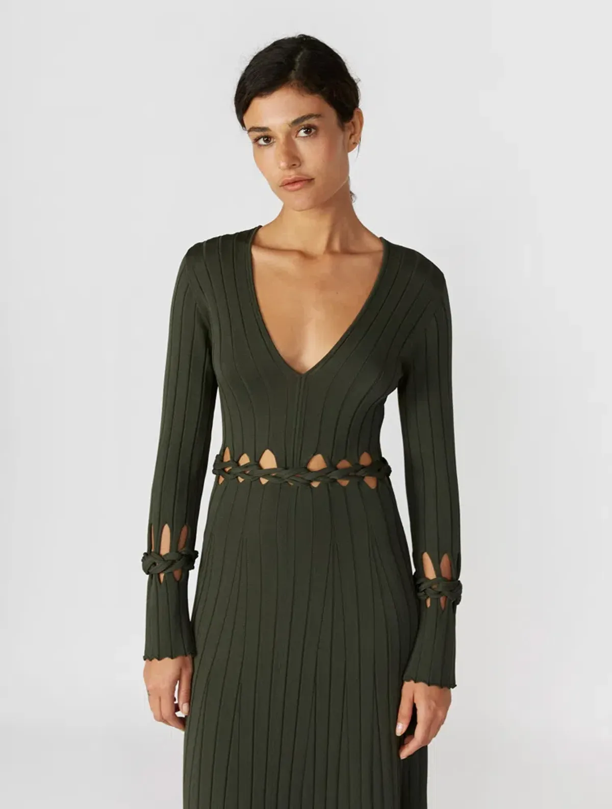 Dion Lee Braid Long Sleeve Dress Green Size 8 - Image 7