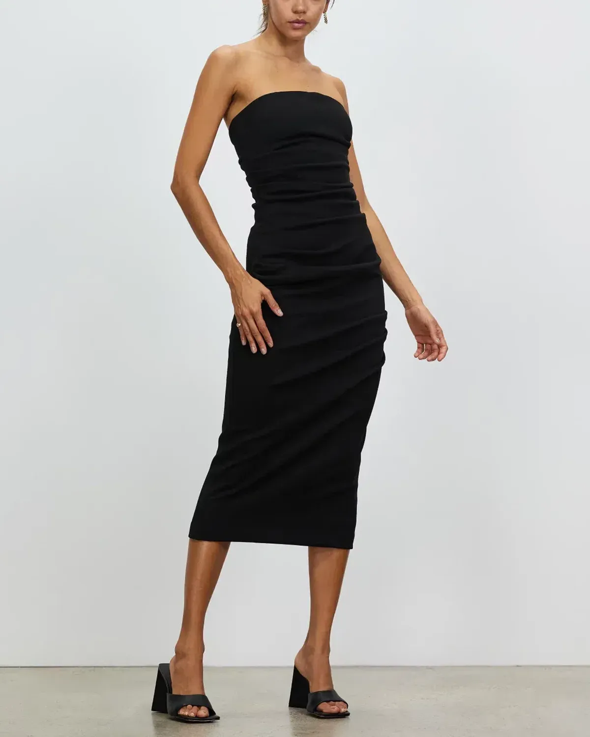 Misha Calandra Bonded Crepe Midi Dress Black Size 6 - Image 4