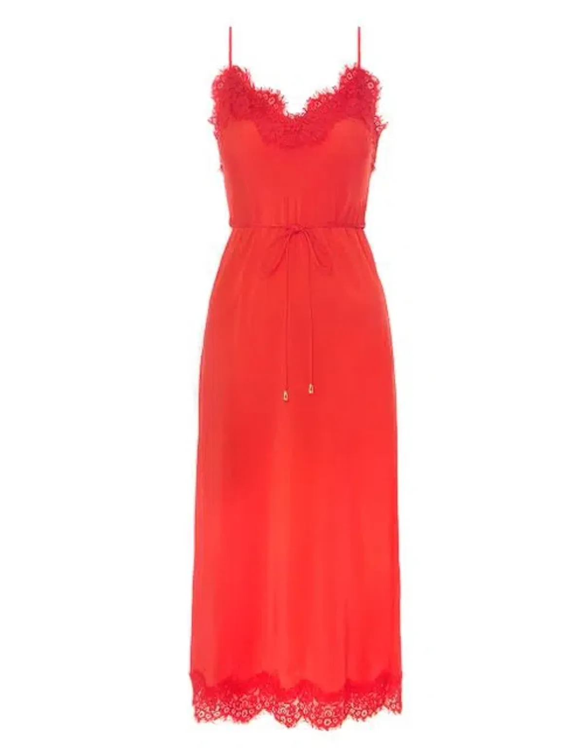 Zimmermann Crepe de Chine Lace Slip Midi Dress Tomato Red Size 0 / AU 8 - Image 4
