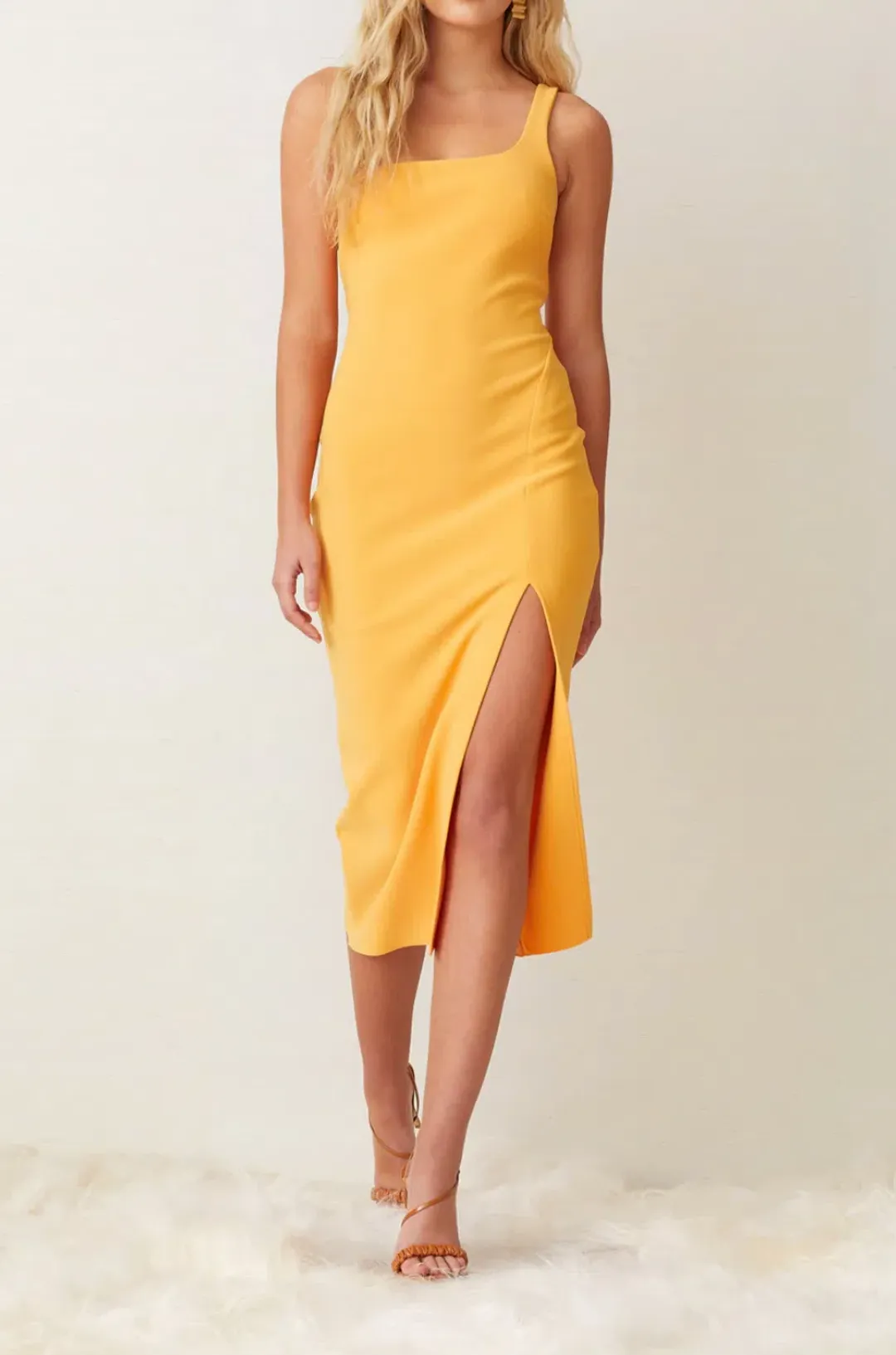 Bec & Bridge Ariel Midi Dress in Mango Orange Size 12 for rent on The Volte - main image