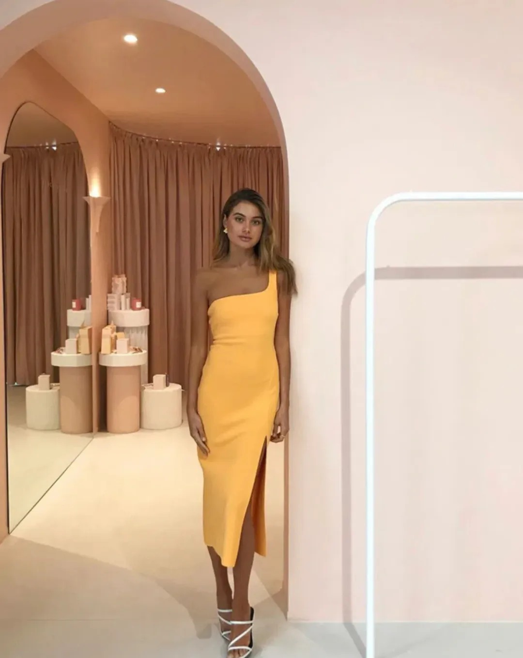 Bec & Bridge Ariel Midi Dress in Mango Orange Size 12 for rent on The Volte - main image