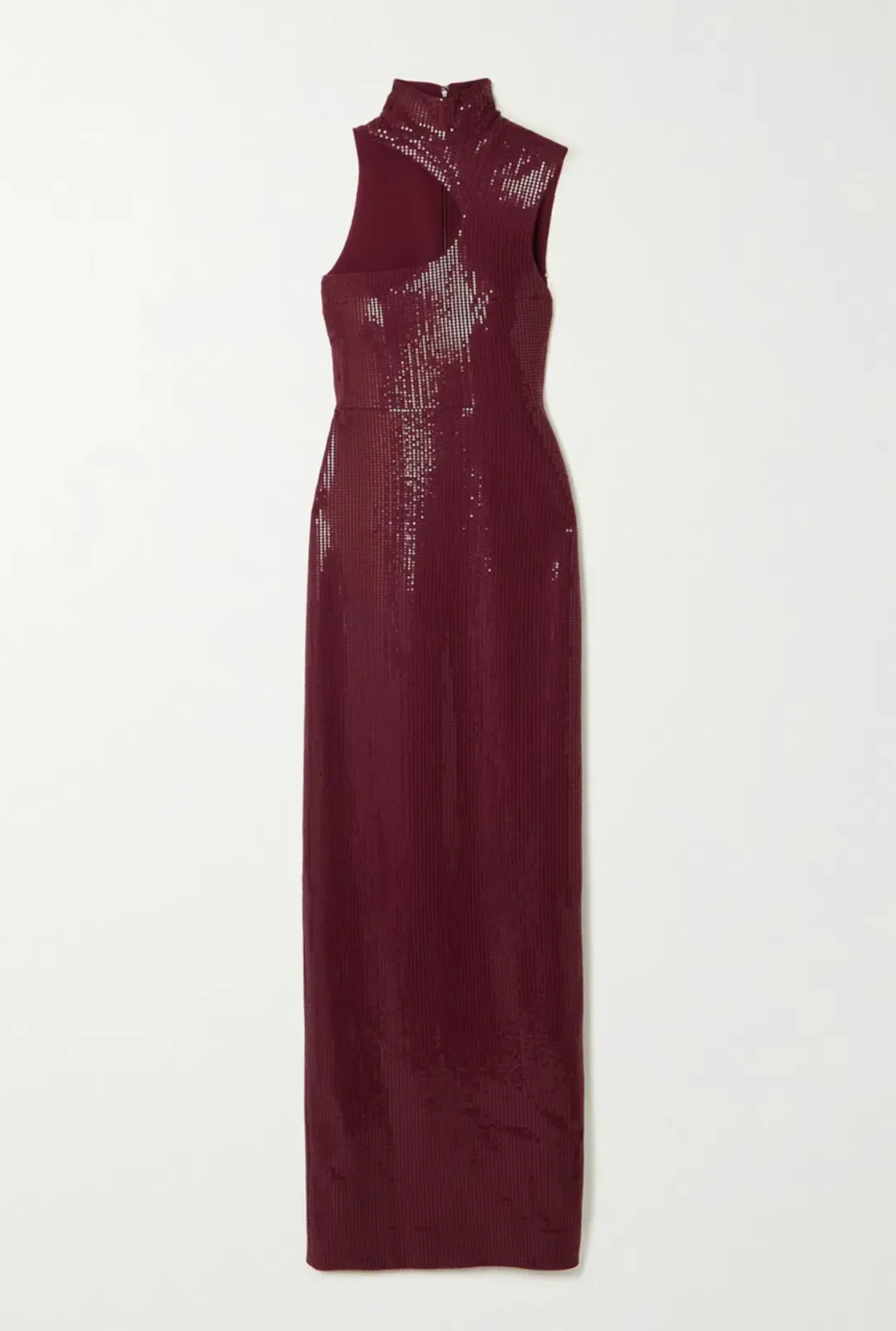 Yara Sequined Jersey Turtleneck Maxi Dress Burgundy Size 10 for rent on The Volte - main image