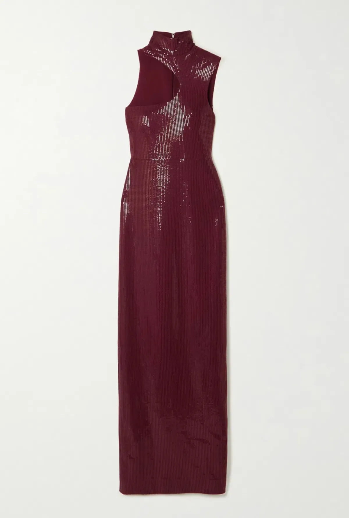 Yara Sequined Jersey Turtleneck Maxi Dress Burgundy Size 10 - Image 1