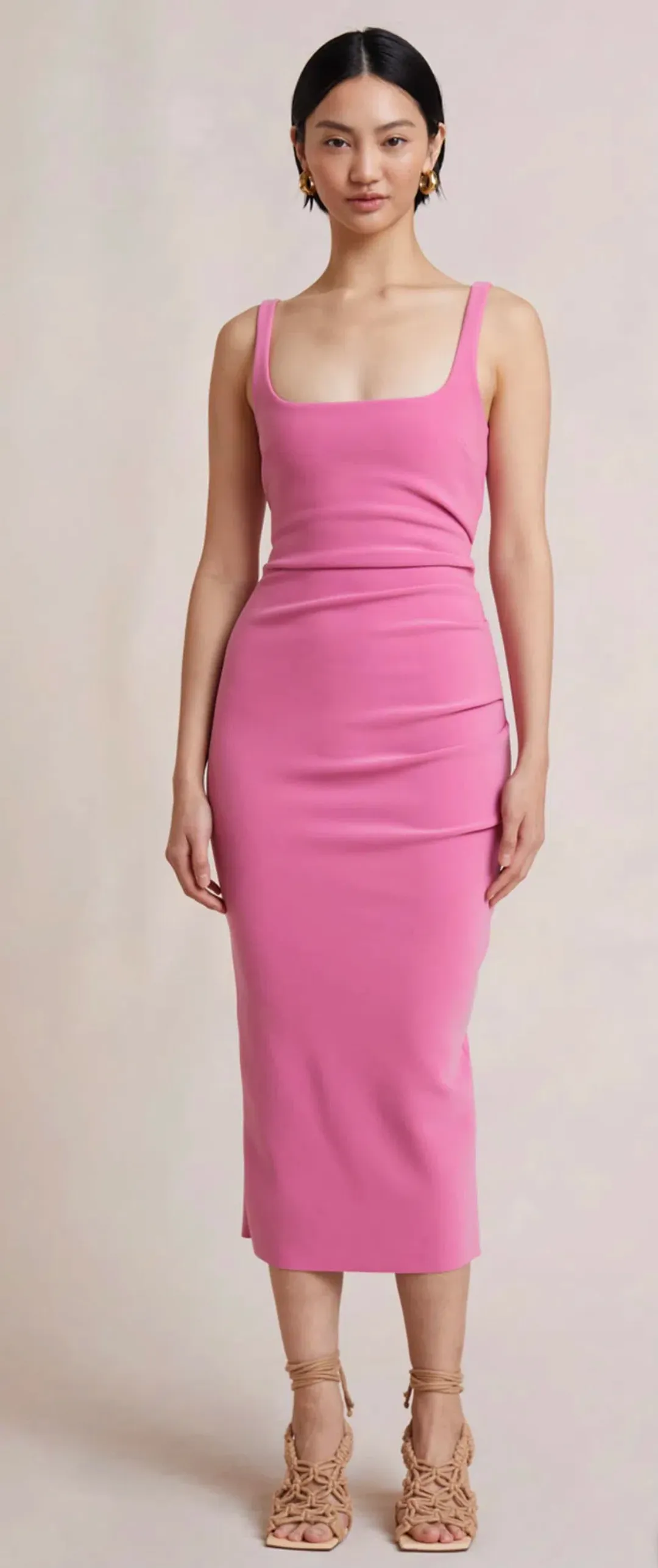 Bec and Bridge Karina Tuck Midi Dress Pink Size  8  for rent on The Volte - main image