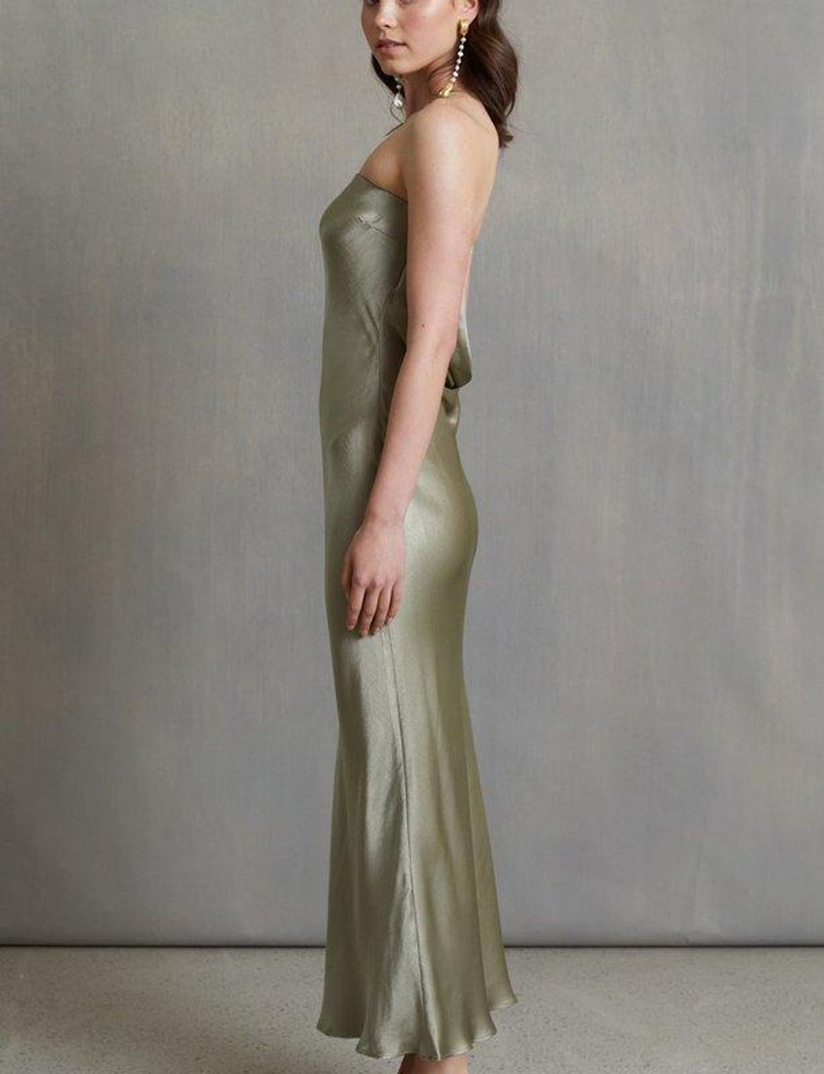 Bec & Bridge Moon Dance Strapless Midi Dress Sage Green Size 8 - Image 3