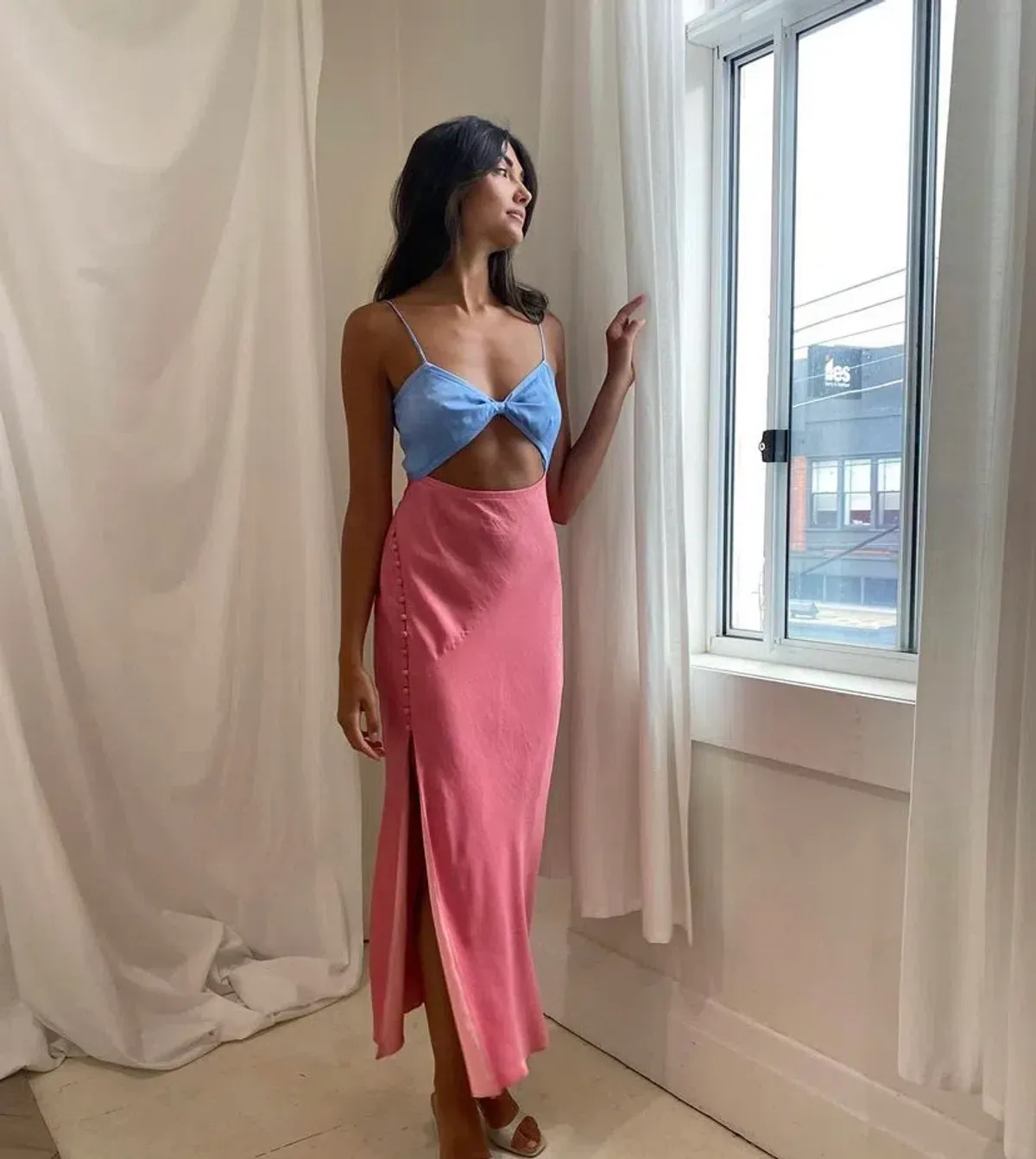 San Sloane Alona Midi Dress Pink Size 10  - Image 3