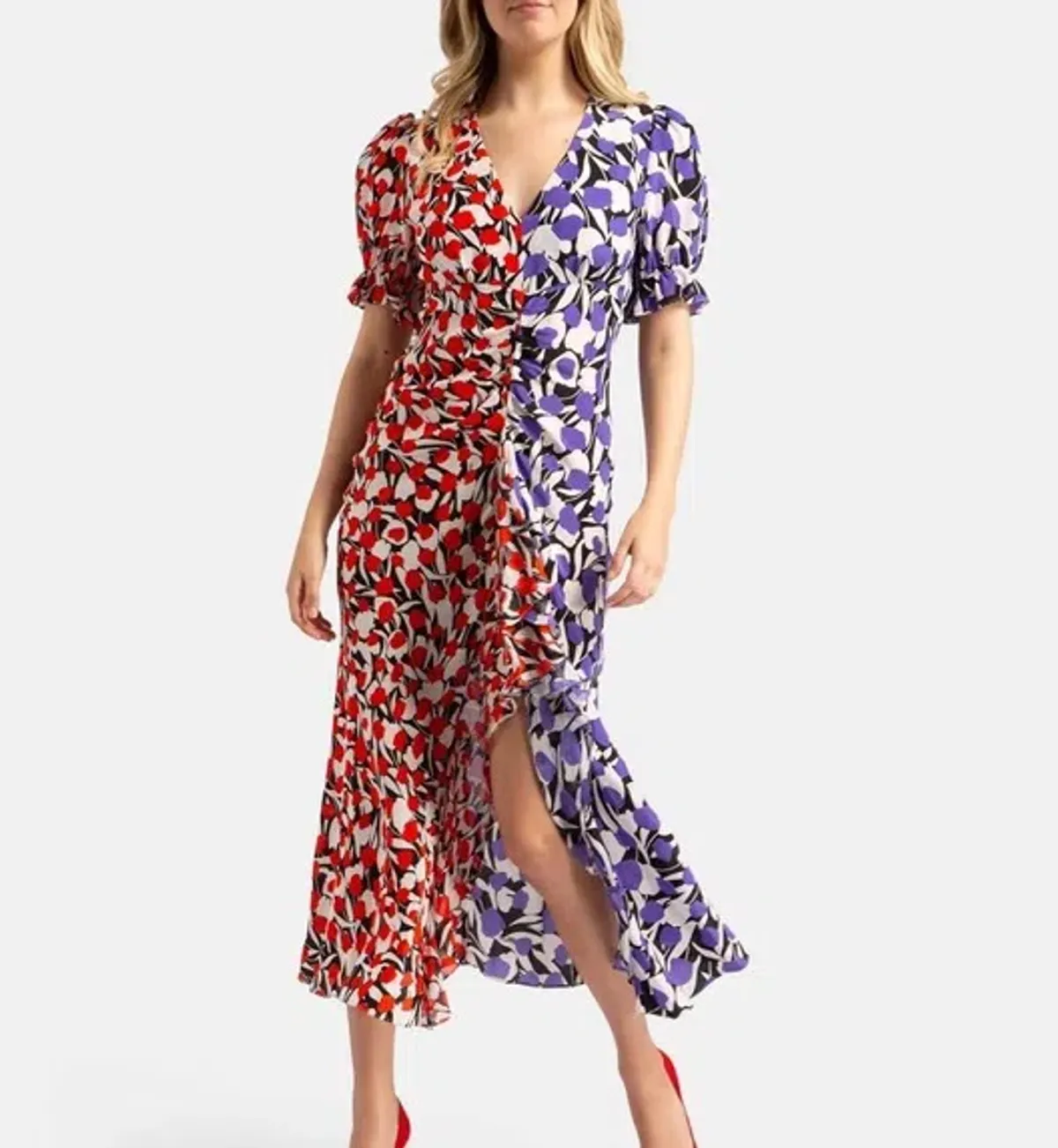 Rixo London Ariel Tulip Bicolor Midi Dress Print Size 8  - Image 1