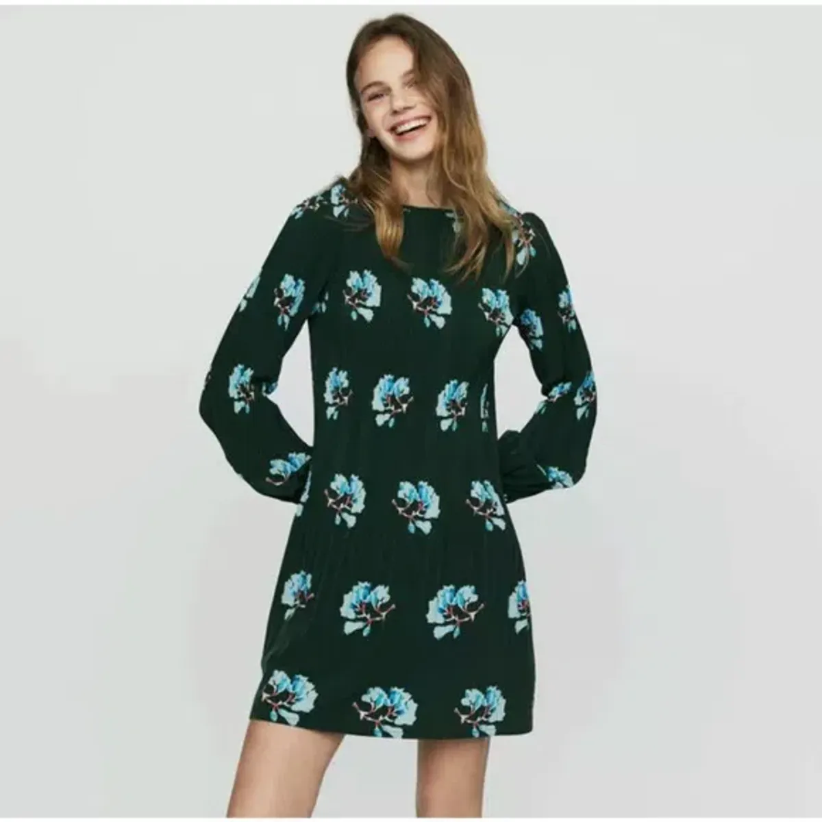 Maje Green Floral Dress Print Size 10 - Image 1