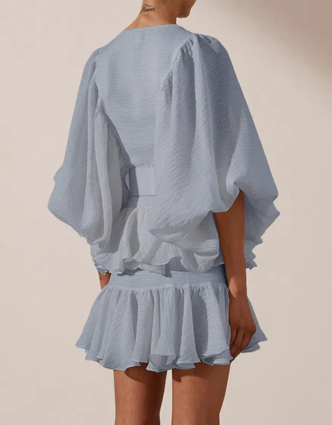 Shona Joy Charlotte Plunged Draped Mini Dress Blue Size 6 for rent on The Volte - main image