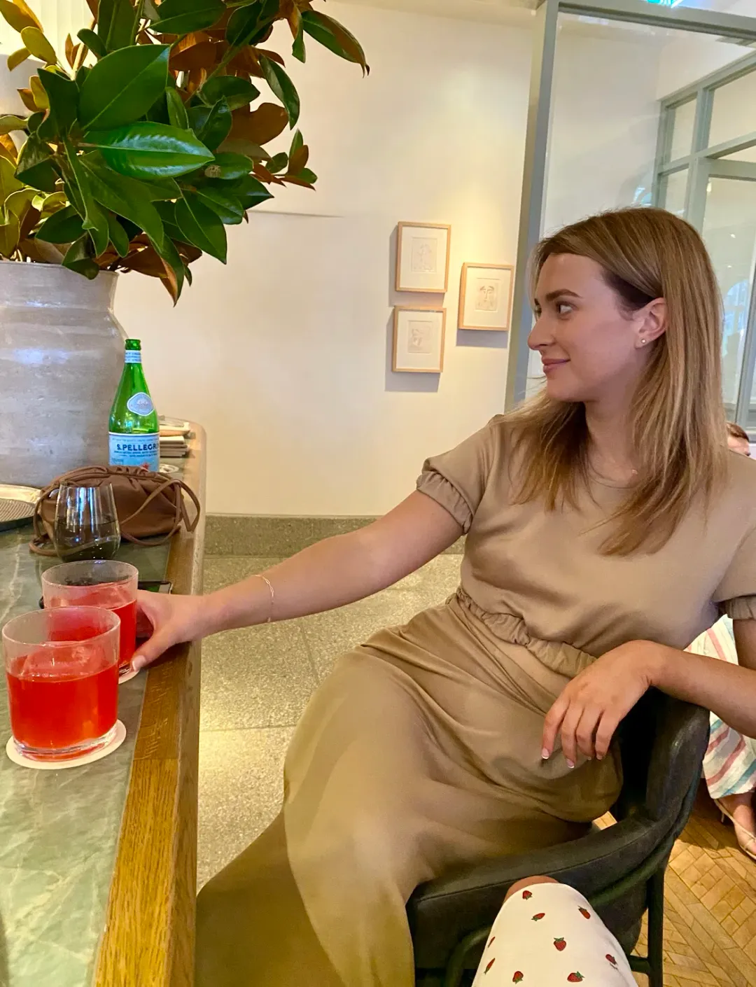 Christopher Esber Rolled Up Tee Dress Tan Brown Size 8 for rent on The Volte - main image