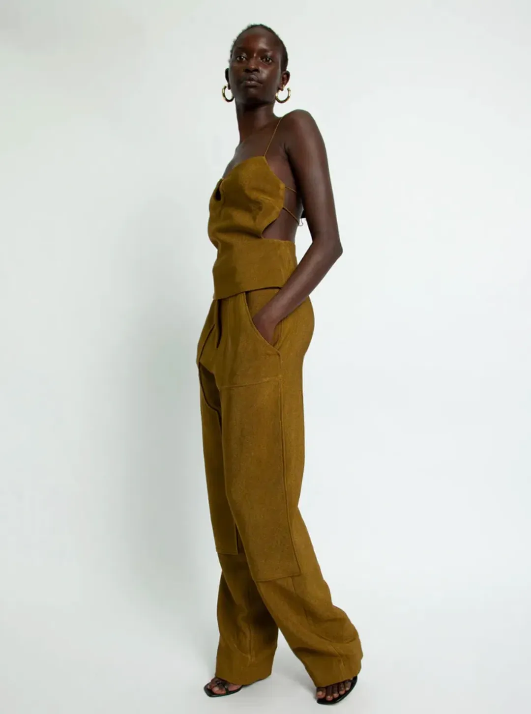 Christopher Esber Apron Wire Back Top Tobacco Brown Size 10 for rent on The Volte - main image