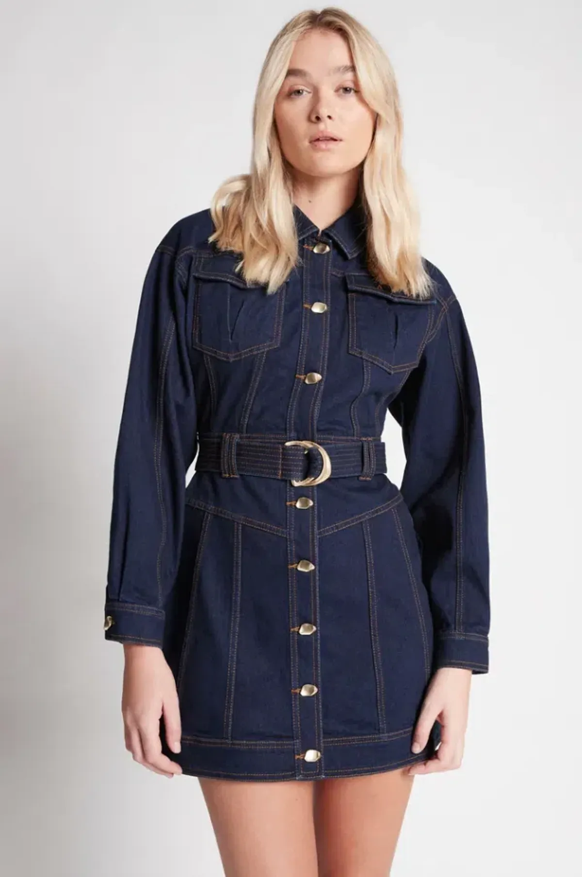 Aje Philia Belted Denim Mini Dress Blue Size 6 - Image 2