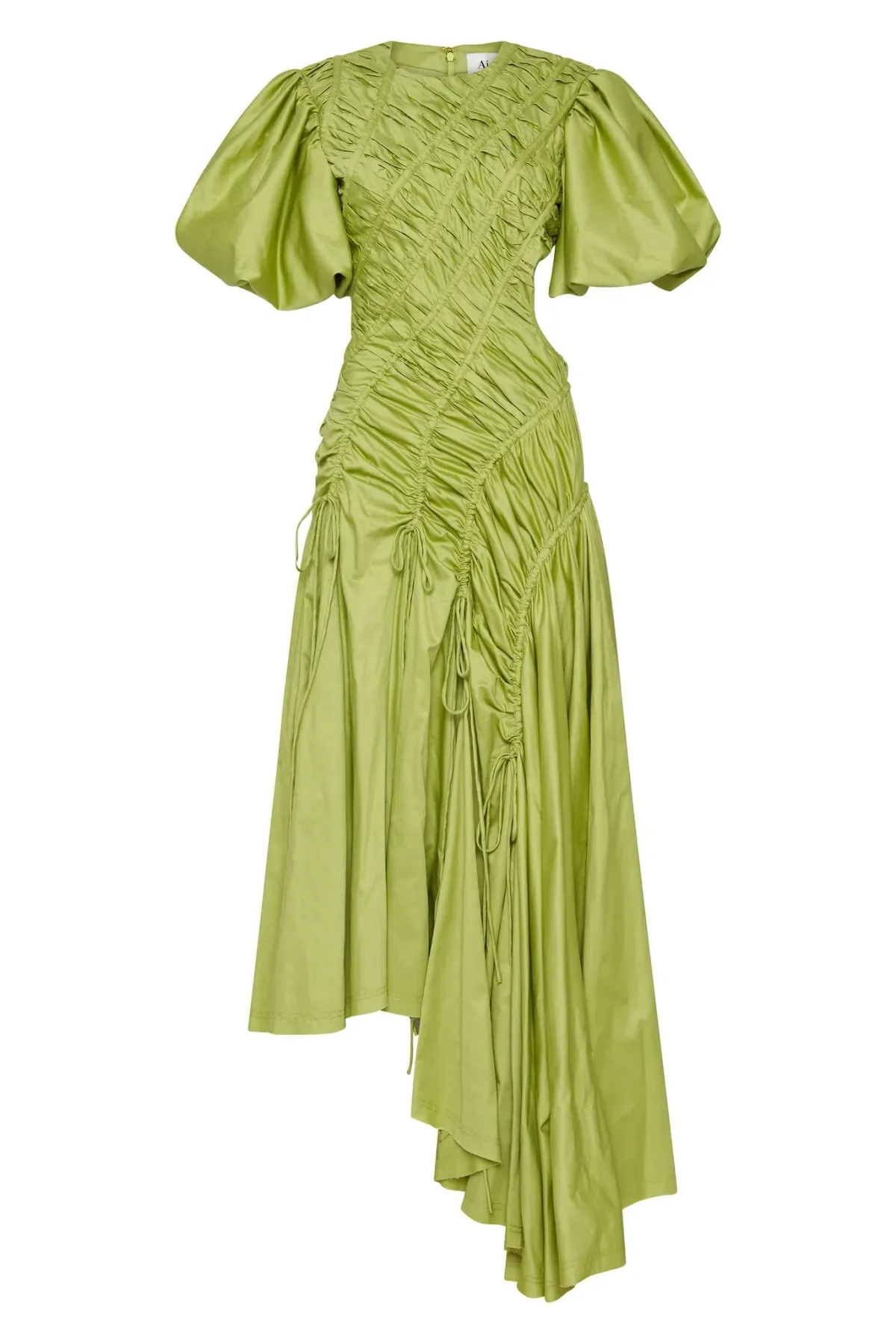 Aje Siren Drawstring Midi Dress Green Size 8 - Image 5