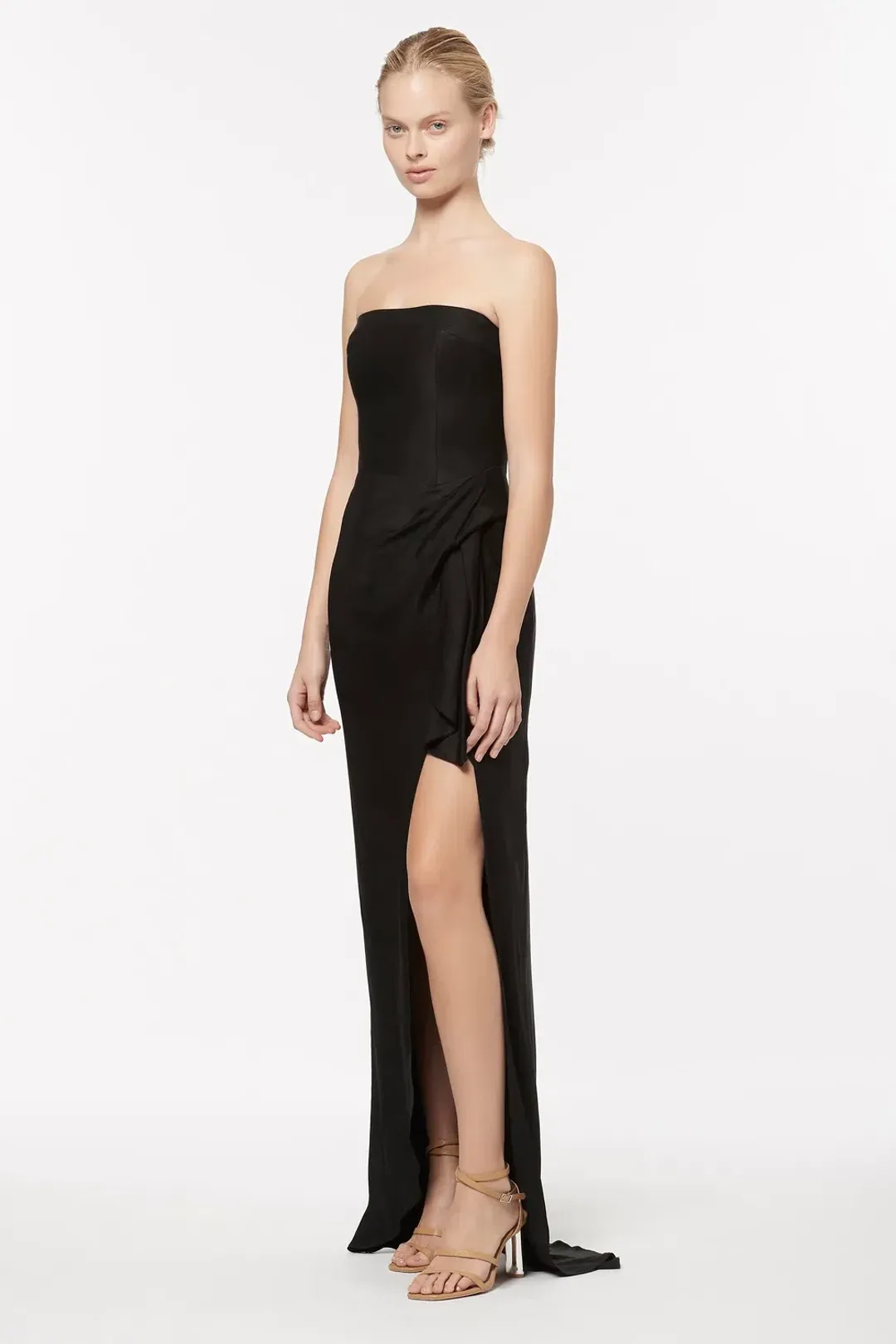 Manning Cartell Asymmetrical Games Strapless Gown Black Size 6 for rent on The Volte - main image