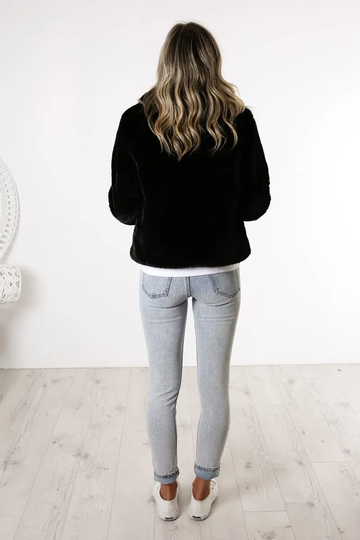 Ena Pelly Classic Faux Fur Jacket Black Size 6 - Image 4