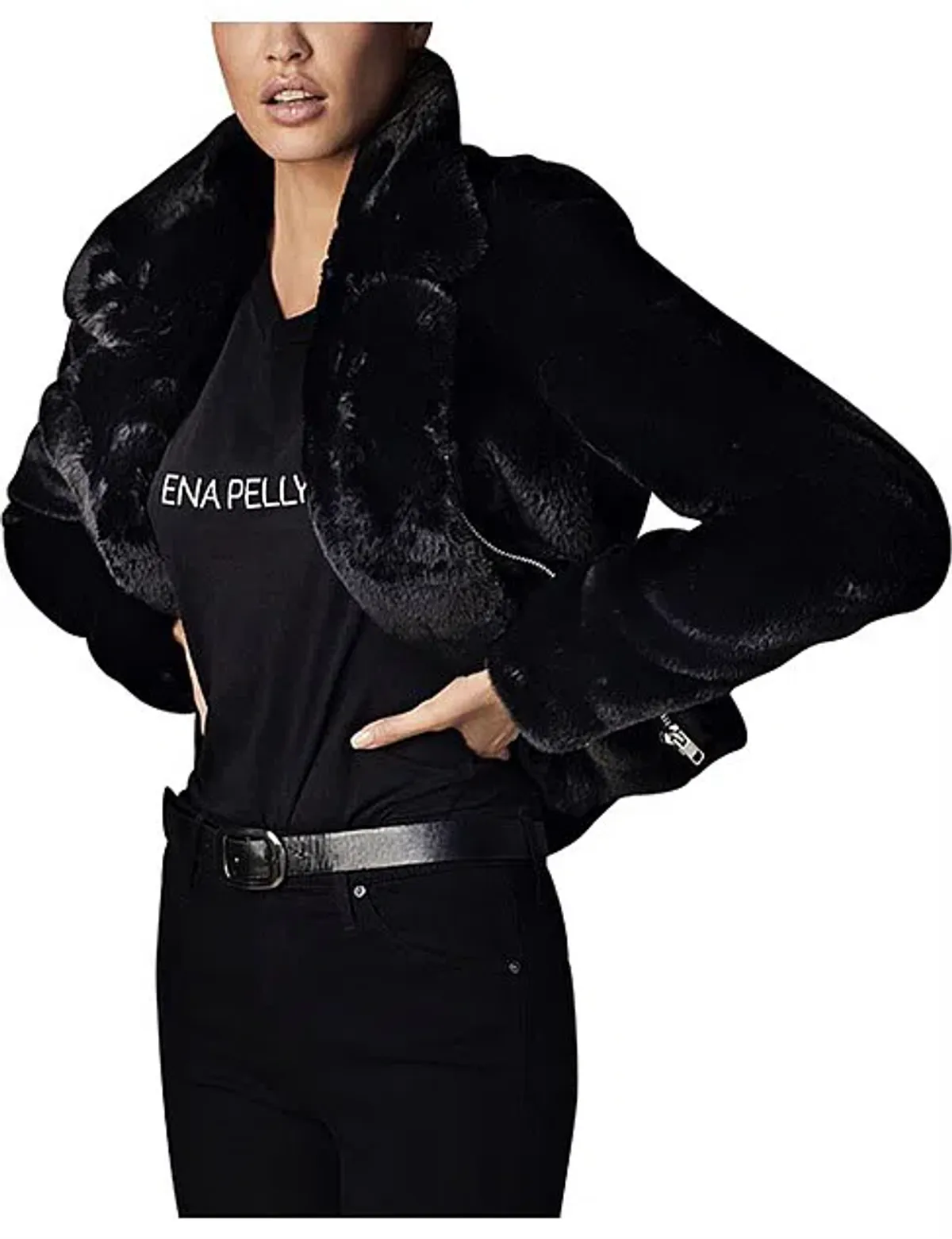 Ena Pelly Classic Faux Fur Jacket Black Size 6 - Image 2