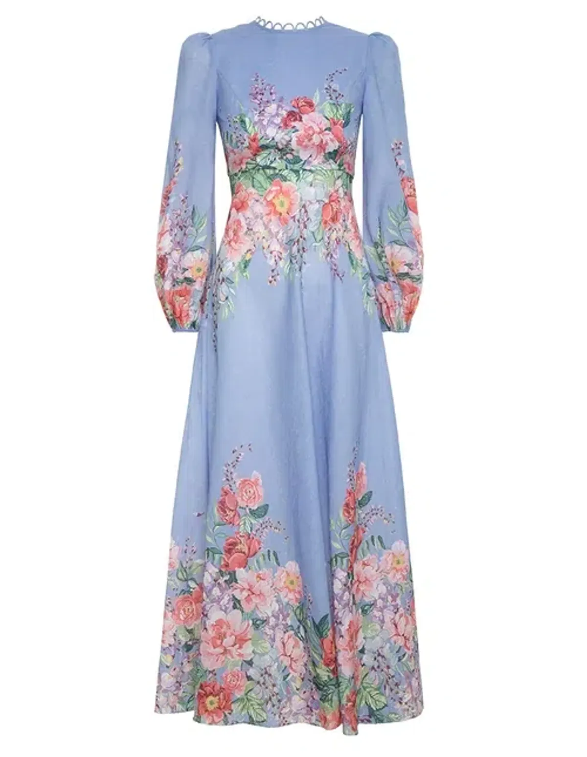 Zimmermann Bellitude Floral Long Dress in Cornflower Floral Size 0 / AU 8 - Image 2