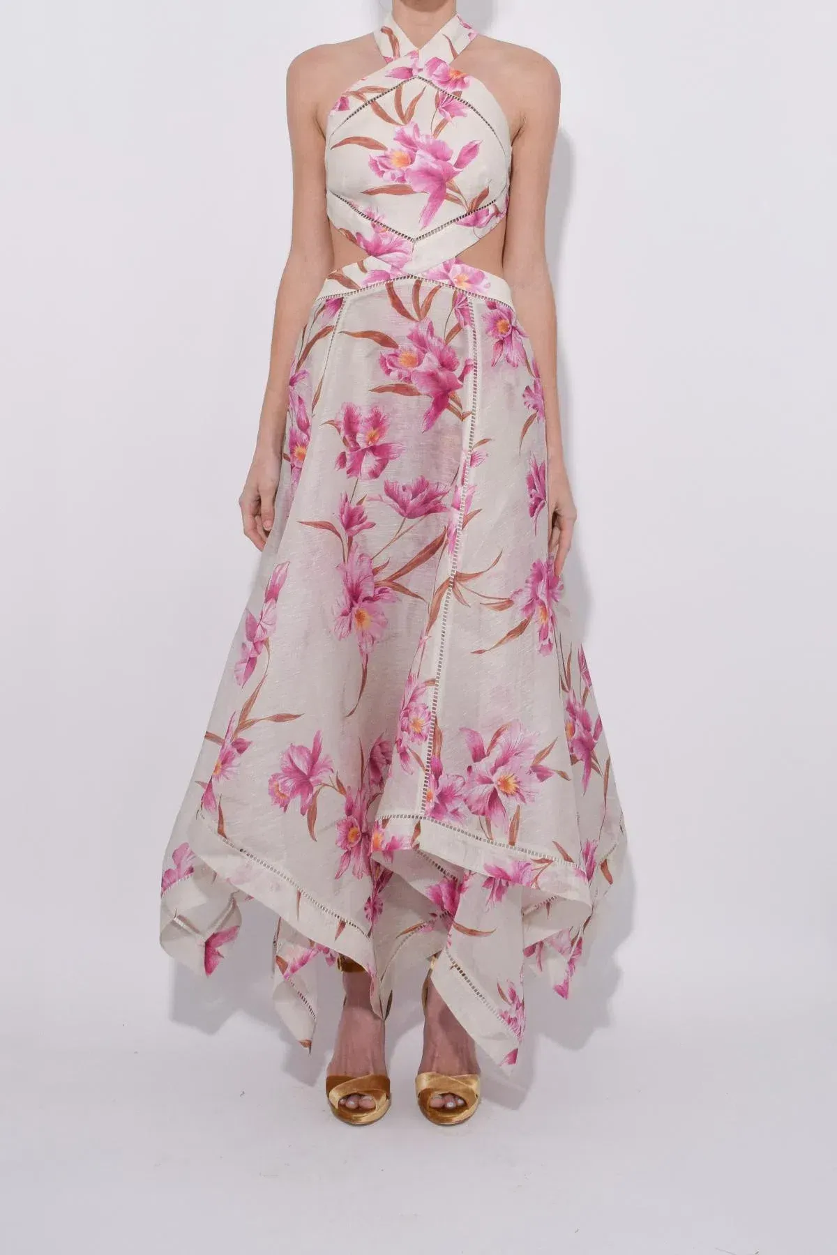 Zimmerman Corsage Halter Dress in Fuschia Orchid Print Size 0 - Image 3