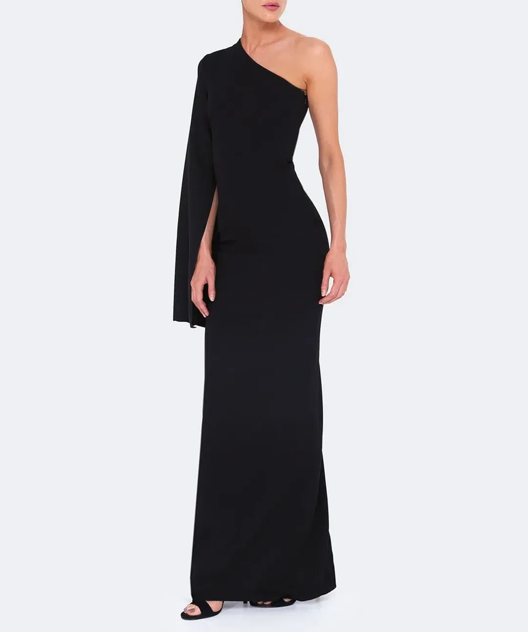 Solace London Ysabel One Shoulder Black Maxi Dress Size 2 for rent on The Volte - main image