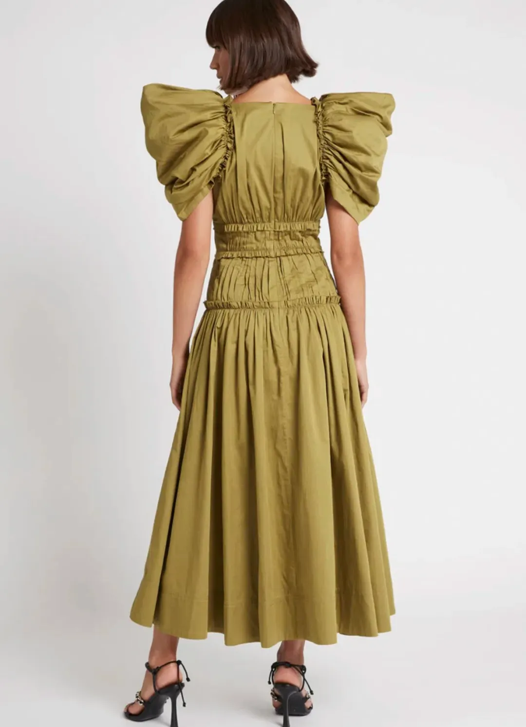 Aje Frequency Butterfly Sleeve Midi Dress Green Size 6 for rent on The Volte - main image