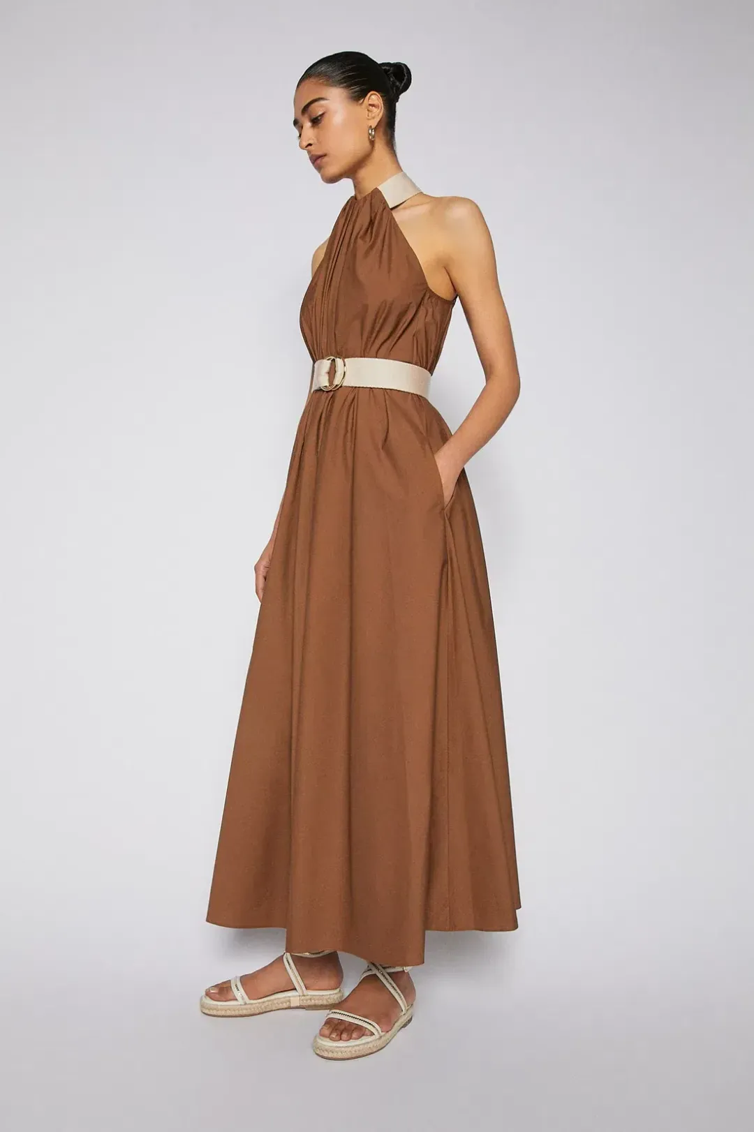 Scanlan Theodore Cotton Strapping Dress Coconut Brown Size 8 for rent on The Volte - main image