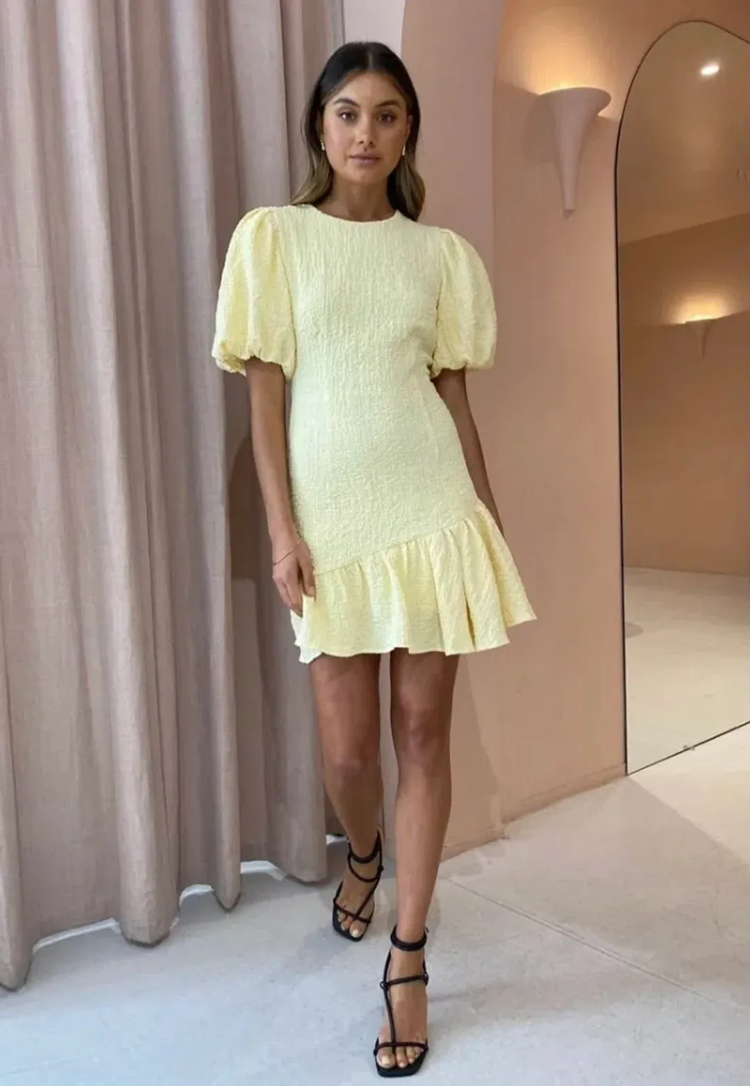 By Nicola Calypso Puff Sleeve Mini Dress for rent on The Volte - main image