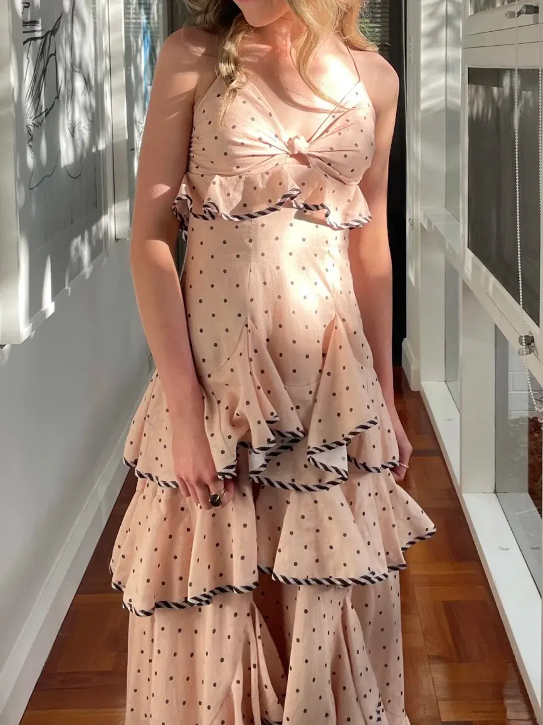 Alemais Ruffle Tiered Maxi Polka Dot Dress Print Size 6 for rent on The Volte - main image