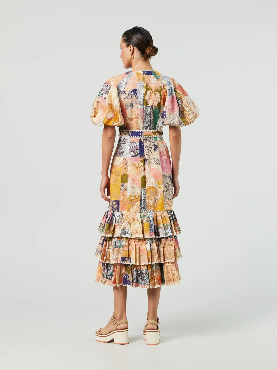 Zimmermann Anneke Ruffle Hem Long Dress Print Size 1/Au 10 for rent on The Volte - main image