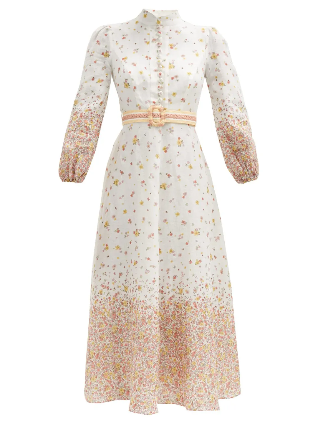 Zimmermann Carnaby Belted Linen Dress Floral Print Size 0 / AU 8 for rent on The Volte - main image