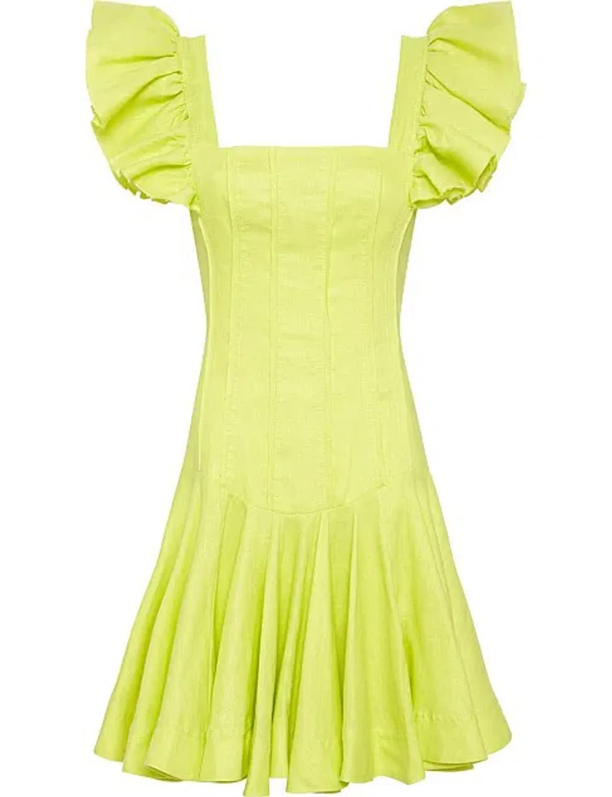 Aje Breathless Frill Sleeve Mini Dress Green Size 6 - Image 4