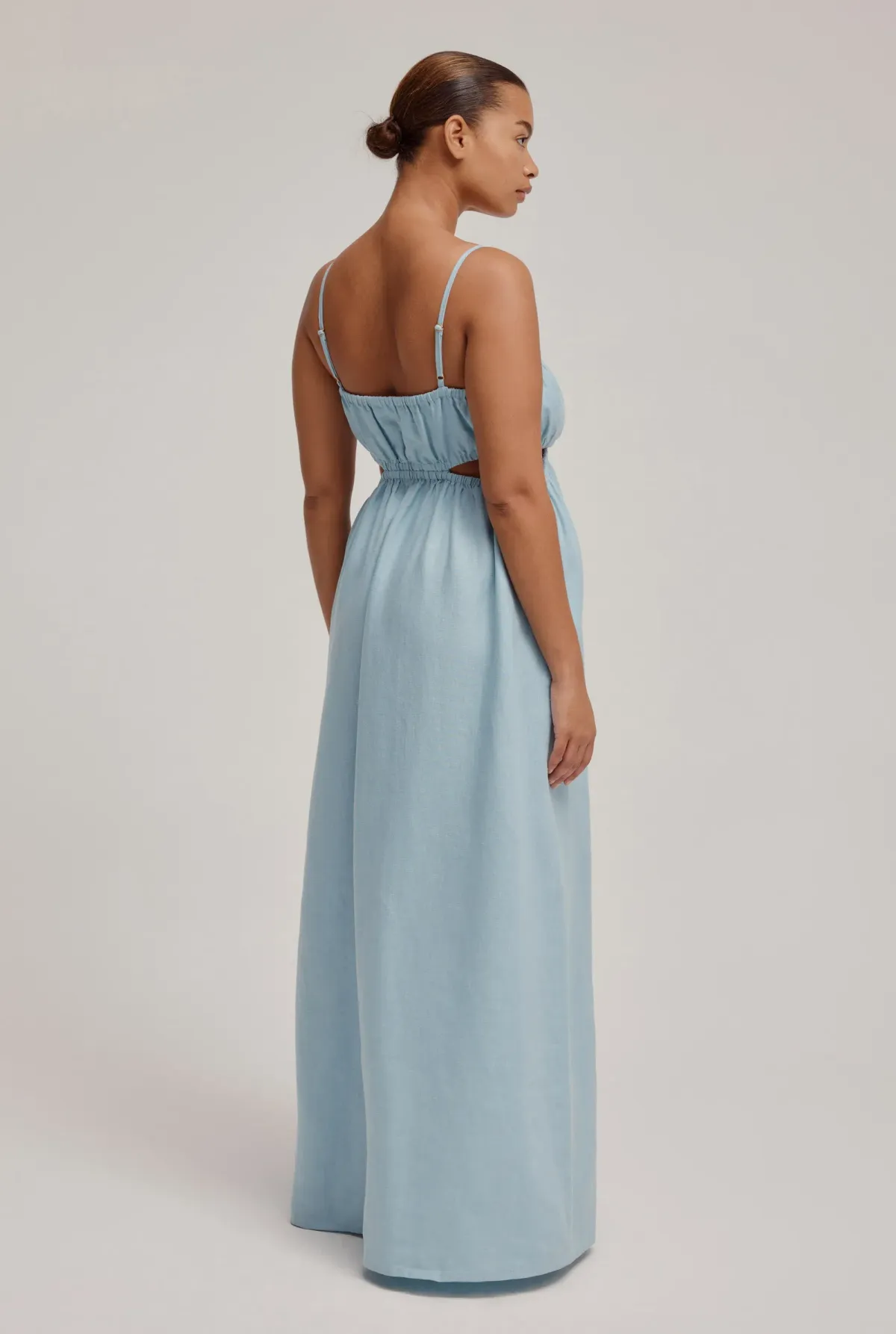 Venroy Linen Cut Out Maxi Dress in Pale Blue Size 12  - Image 3